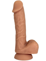 Телесный фаллоимитатор-реалистик на присоске с мошонкой - 18,5 см. (Цвет: телесный)