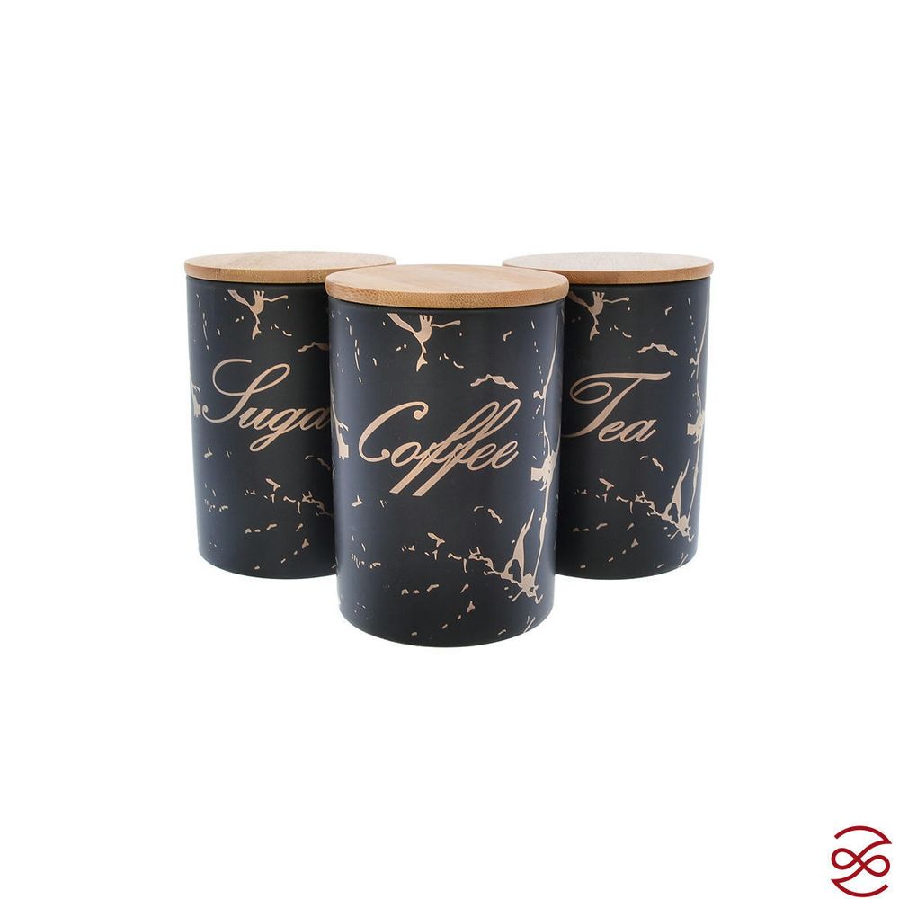 Набор ёмкостей для сыпучих продуктов Royal Classics Мрамор 650 мл, 10*10*15 см (3 шт) черный