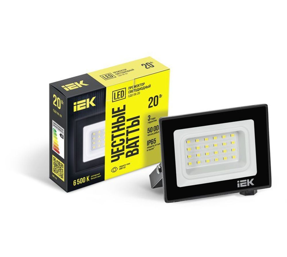 Прожектор светодиодный СДО 06-20 6500К IP65 черн. IEK LPDO601-20-65-K02