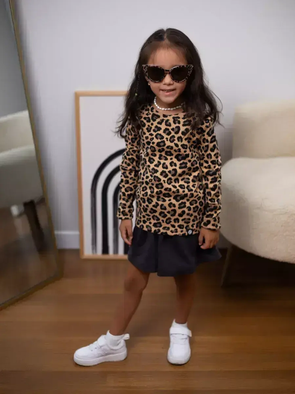 Лонгслив леопардовый в рубчик кофта для девочки