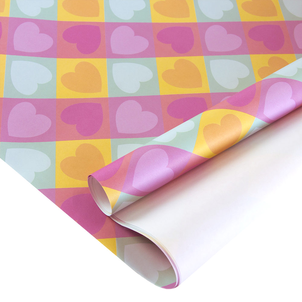 Упаковочная бумага (0,7*1 м) Нежные сердца, 10 шт.