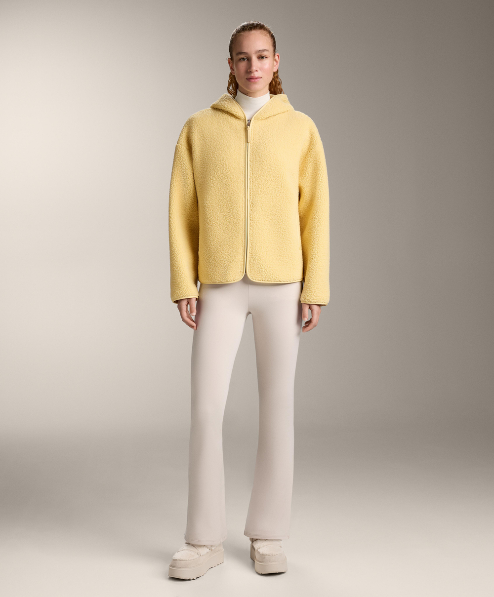 Oysho Куртка из искусственной овчины с капюшоном, желтый