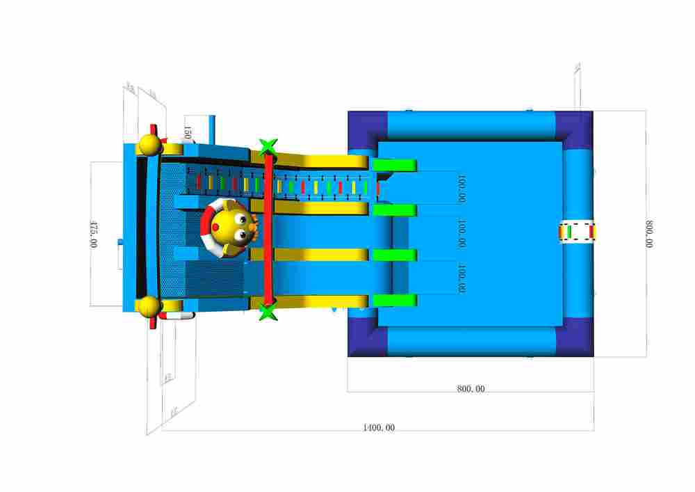 Надувная водная горка «Цыпа на волнах» с бассейном 14×8×7,3 м
