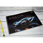 Альбом для рисования А4 40л., Апплика, гребень, мелованный картон, ВД лак, "Спортивное авто"