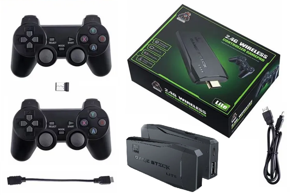 Игровая приставка Game Stick Lite, 64 Gb, 10000 игр, 4K PS1, Dendy, Sega, Nintendo