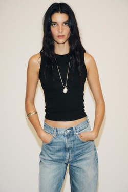 ZARA ДЖИНСЫ TRF WIDE-LEG FULL LENGTH С ВЫСОКОЙ ПОСАДКОЙ, СИНИЙ