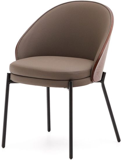 Стул Eamy из коричневой экокожи, ясеневого шпона с отделкой под орех и черного металла Испания La Forma