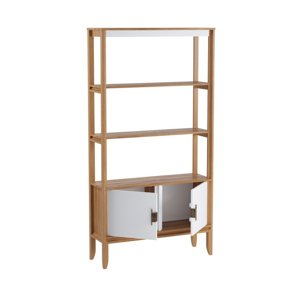 Стеллаж «Бридж» сквозной широкий с 2 дверями браун/белый лак