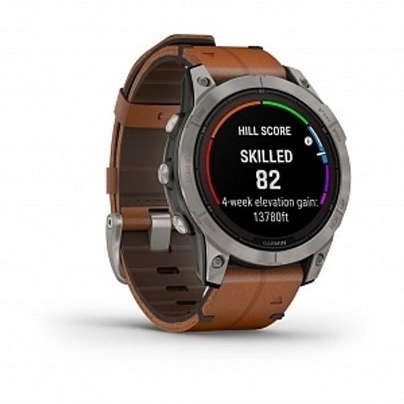 Garmin Fenix 7 Pro Sapphire Solar – титан, коричневый кожаный ремешок