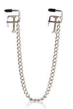 Зажимы на соски с уникальным дизайном в виде тисков Nipple Play Padded Vises (Цвет: Серебристый с черным)