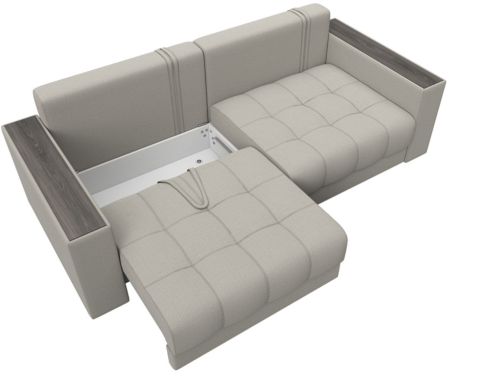 Диван прямой с декором Лига-049 НПБ, РОГОЖКА Амур 02 бежевый