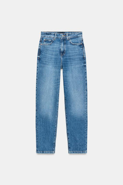 ZARA ДЖИНСЫ Z.01 MOM FIT С ВЫСОКОЙ ПОСАДКОЙ, ВЫЦВЕТШИЙ СИНИЙ