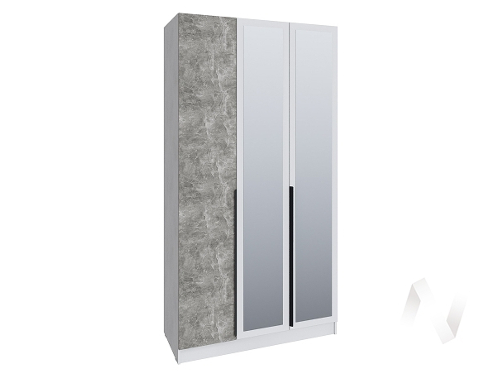 Шкаф Мадрид 1;2 с зеркалом (белый/ателье светлое)