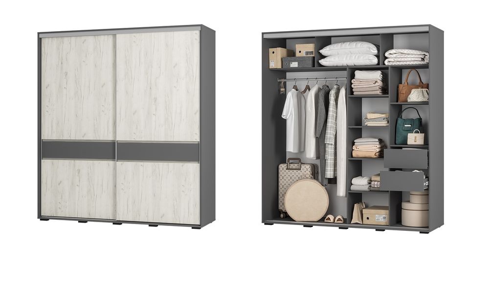 Шкаф-купе Крафт 10 Графит/крафт белый