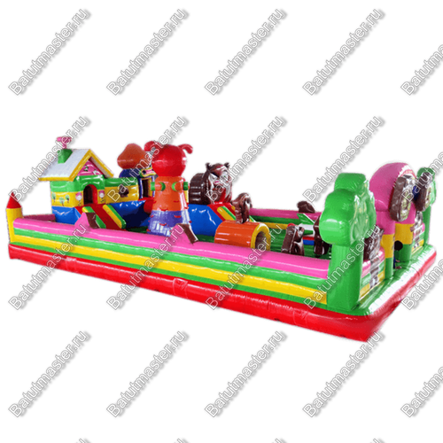 Детский надувной батут-горка "Маша и медведи" 16*10 м