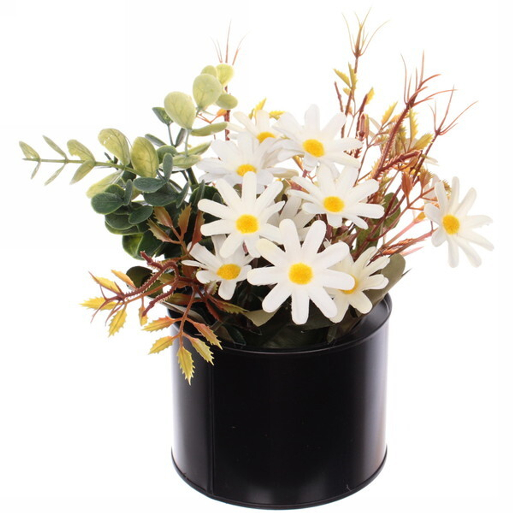 Искусственный цветок в кашпо темный горшок