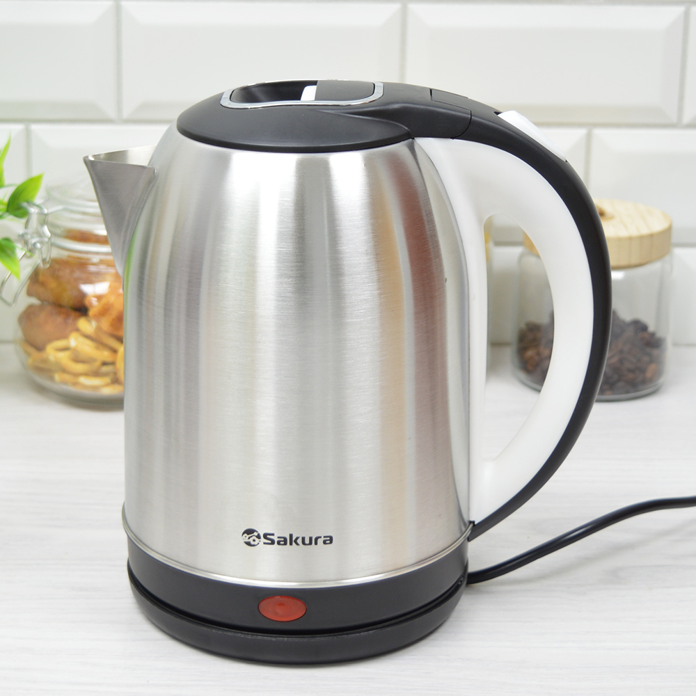 Чайник электрический 2,5л SA-2164WBK, нерж+черный+белый