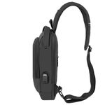 Рюкзак однолямочный HEIKKI FEATURE (ХЕЙКИ), кодовый замок, USB-порт, черный, 32x16x6 см, 273900