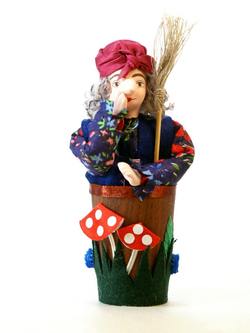 Кукла коллекционная Баба-Яга в ступе