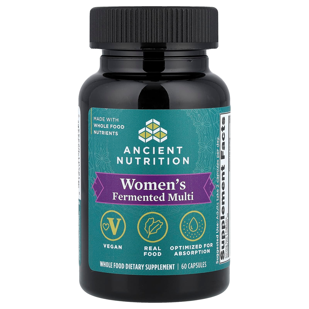 Ancient Nutrition, Ферментированный мультивитамин для женщин, 60 капсул