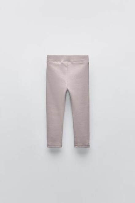ZARA ЛЕГИНСЫ В РУБЧИК С НАШИВКОЙ, СЕРО-КОРИЧНЕВЫЙ