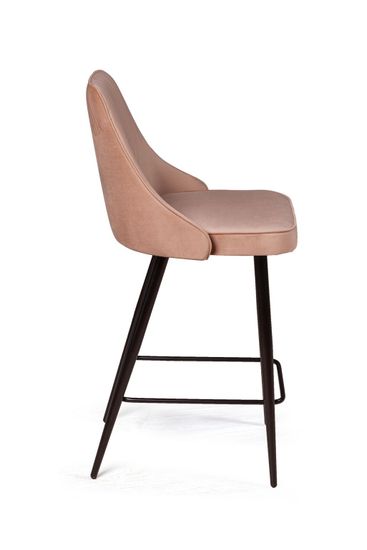 Стул полубарный Berg, бархат бежевый 5/ чёрный конус