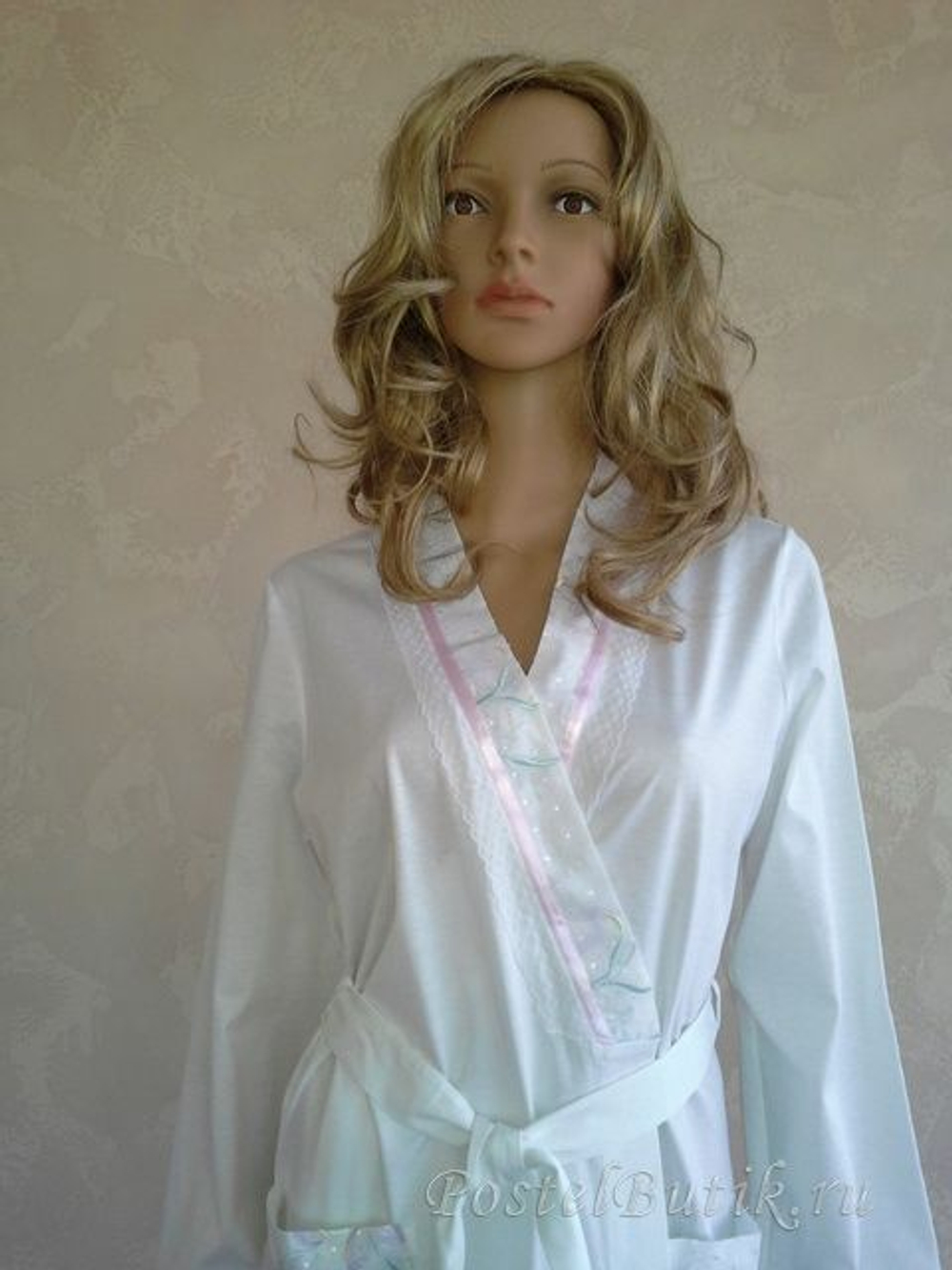 Элитный халат хлопковый Белый кимоно от Feraud