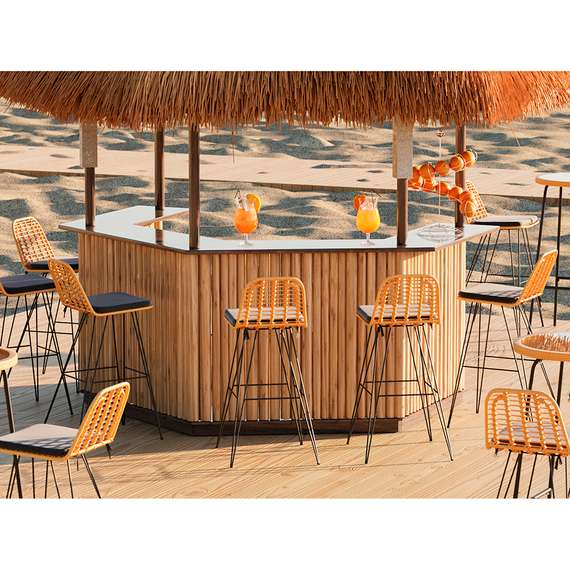 Барный стул Vetle Flat, светлый ротанг