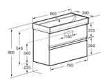 Комплект OLETA  A857640515 модуль для раковины 800 мм, 760х374х548 мм, с 2 ящиками, капучино + JIKA раковина 800х390 8.1242.8.000.104.1