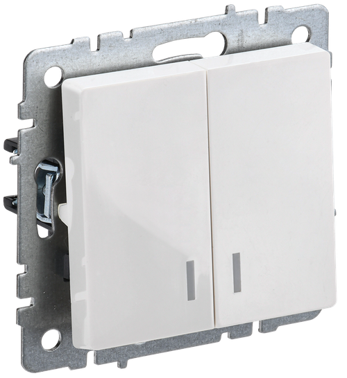 BRITE Выключатель 2-клавишный с индикацией 10А ВС10-2-1-БрБ белый IEK