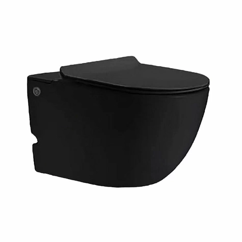 Унитаз подвесной SantiLine Selin SL-5031MB безободковый, с крышкой микролифт, черный матовый