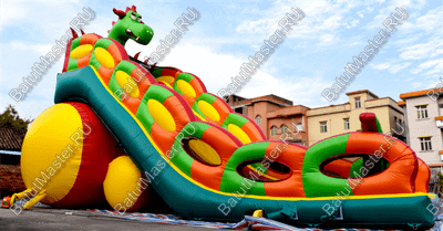 Батут-горка "Дракон 2" без шипов, 10*5*8 м