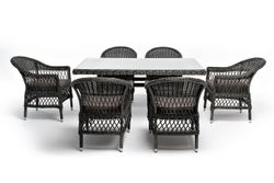 "Амароне" обеденная группа из искусственного ротанга на 6 персон, цвет графит