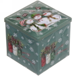 Банка жестяная 9*9*9см «Три Снеговика»