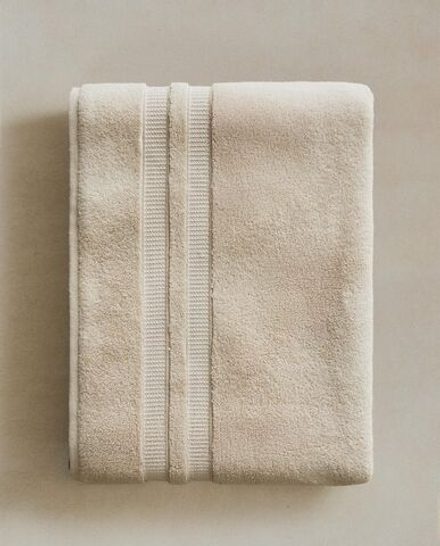 Zara Home - Очень мягкое двойное бордюрное банное полотенце, бежевый, 30х50 см