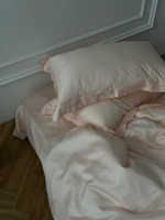 Однотонное постельное белье тенсель+хлопок | розовый