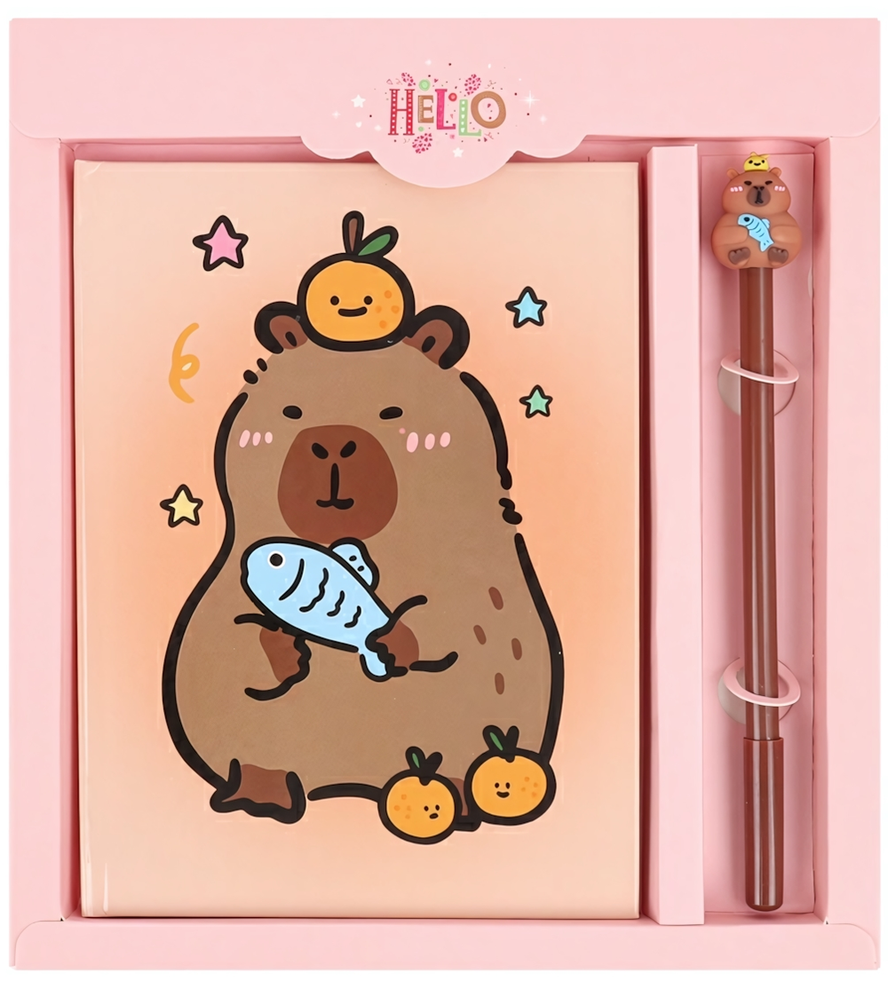 Блокнот 13*18см. 50л. клетка + ручка "Капибара" (Darvish)