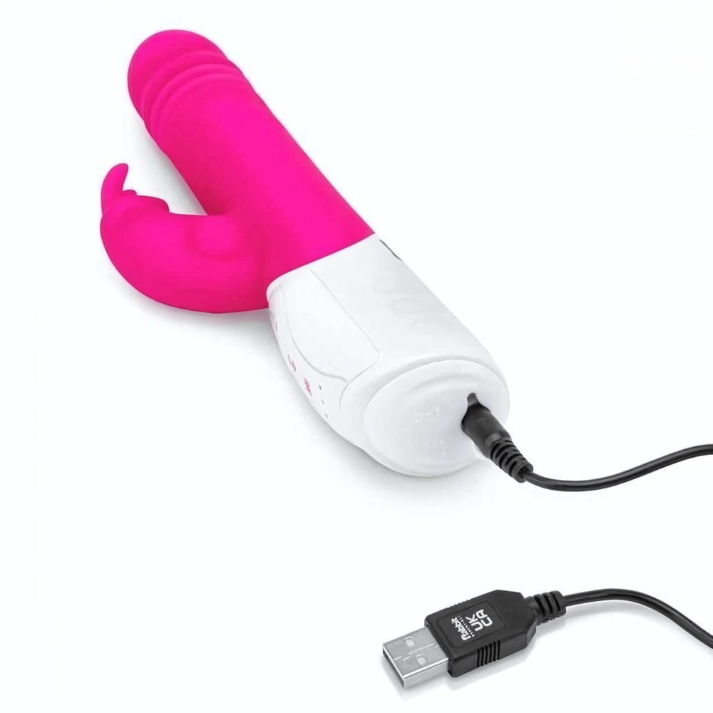 Розовый пульсирующий вибромассажер G-Spot Thrusting Rabbit - 24 см. (Цвет: розовый)