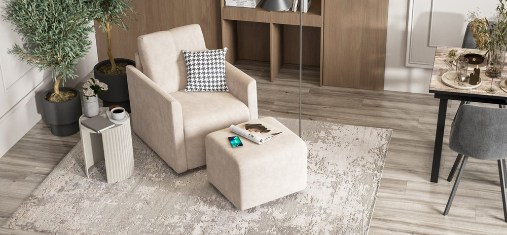 БОСС не раскладное кресло-пуф Монолит Латте (снят с производства)