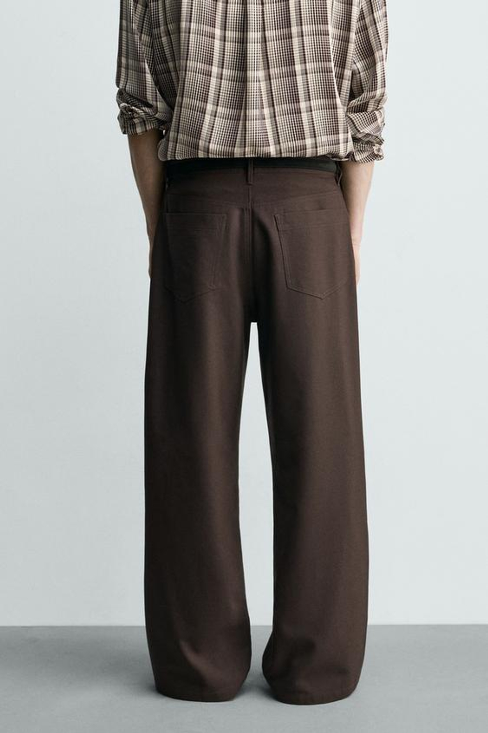 ZARA БРЮКИ STRAIGHT FIT, ШОКОЛАДНЫЙ