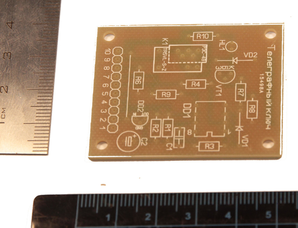 Печатная плата «Миниатюрного телеграфного ключа на базе ATTiny13».