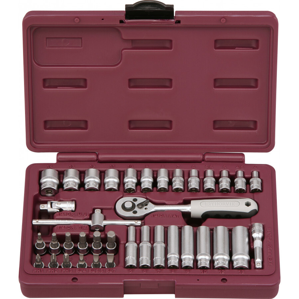 Набор инструмента THORVIK 1/4"DR, 38 предметов   TS038 (UTS0038)