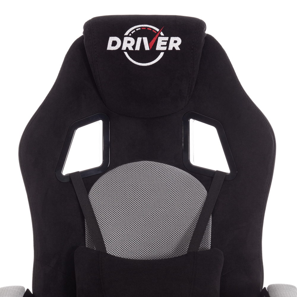 Кресло DRIVER (22) флок/ткань, черный/серый, 35/TW-12