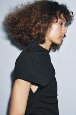 ZARA ТОП АСИММЕТРИЧНОГО КРОЯ СО СКЛАДКАМИ, ЧЕРНЫЙ