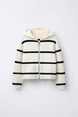 ZARA ВЯЗАНАЯ КУРТКА НА МОЛНИИ, ПОЛОСКИ