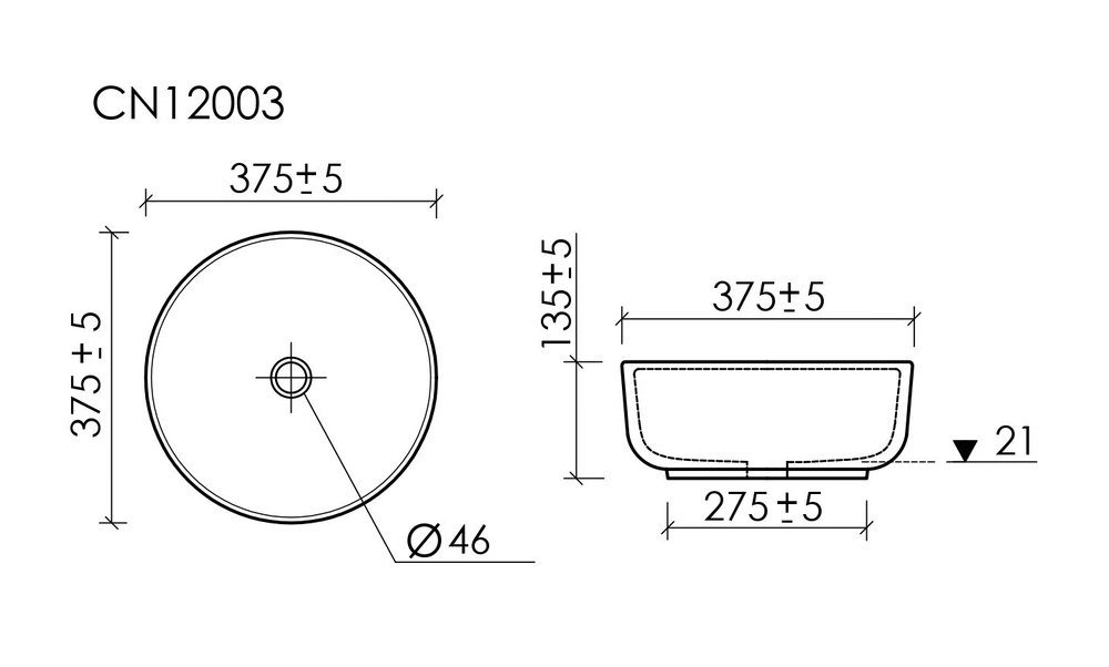 Раковина Ceramica Nova Taycan 38 см CN12003MW матовый белый