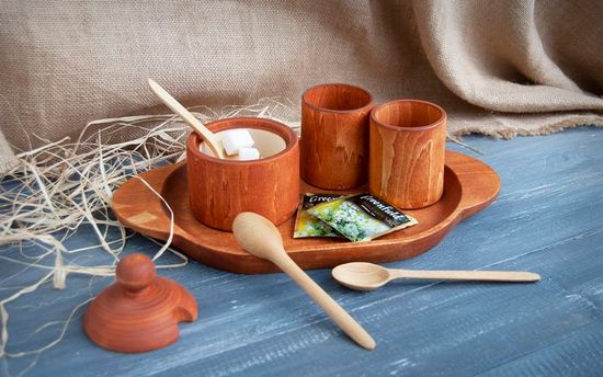 Сахарница малая деревянная ваплёная, 500 мл