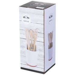 НАБОР КУХОННЫХ ПРИБОРОВ LEFARD "NATIVE" 4 ПР. С ПОДСТАВКОЙ 10*14,5 СМ (КОР=16ШТ.)