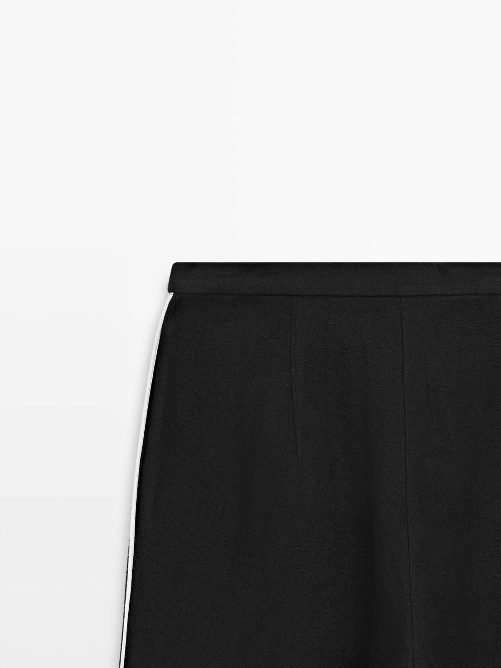 Massimo Dutti Льняные брюки с контрастной окантовкой, черный