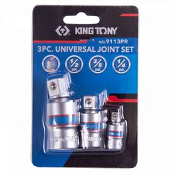 KING TONY (9113PR) Набор карданов шаровых 1/4", 3/8", 1/2", 3 предмета